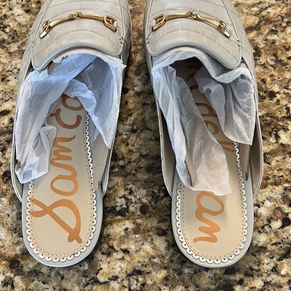 SAM EDELMAN Linnie Croc-Embossed Leather Mules in Grey Sz 10 - NWOB!!! - Picture 3 of 7